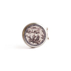 Toile de Jouy Tin with Glass Headed Pins