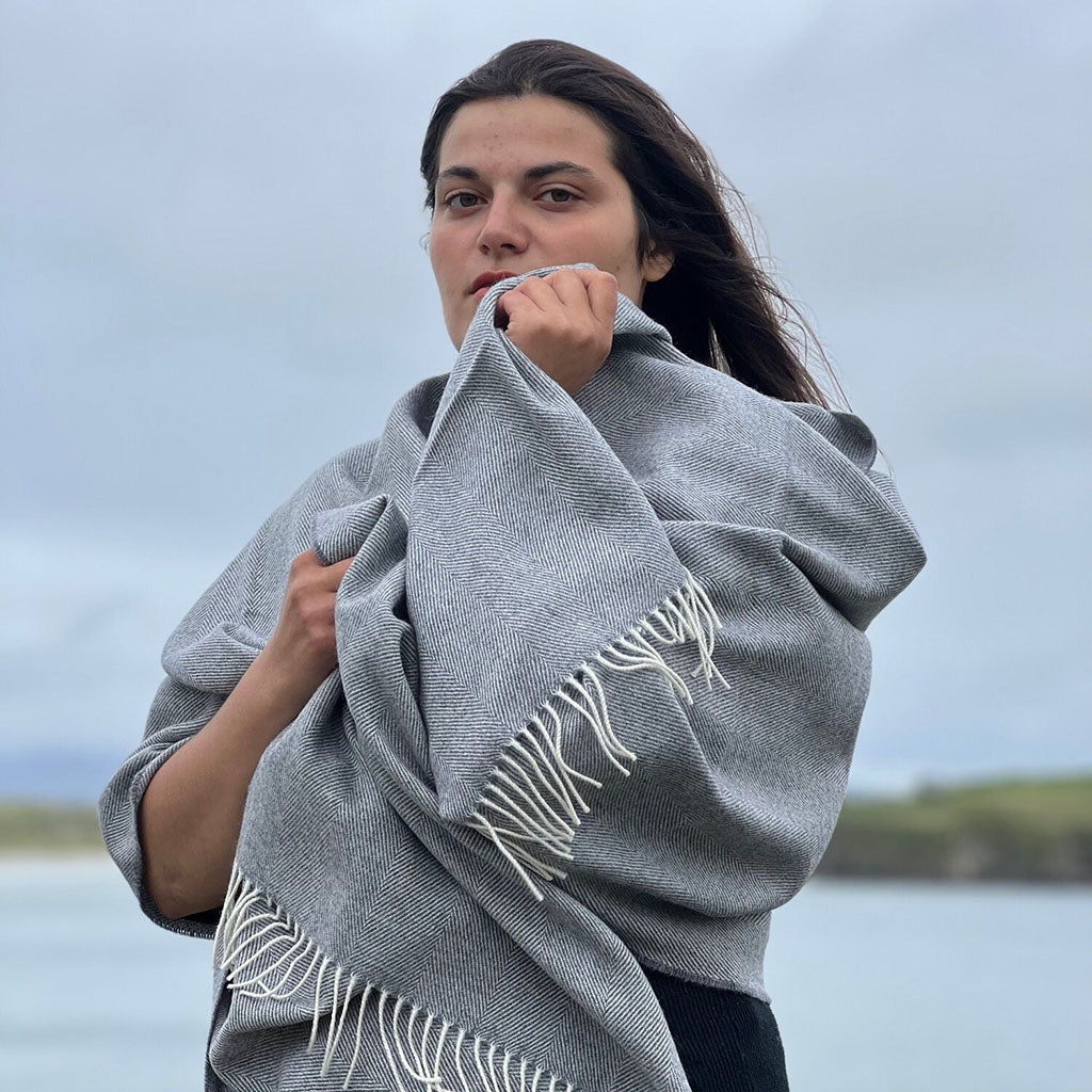 Uniform Grey Merino Lambswool Wrap
