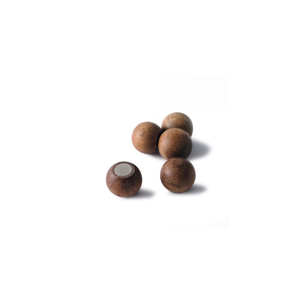 Wood Ball Magnets, Set of 5
